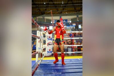 Imagem da notícia Atleta de Camapuã, David Lisboa, faz história e se torna campeão brasileiro de Muay Thai